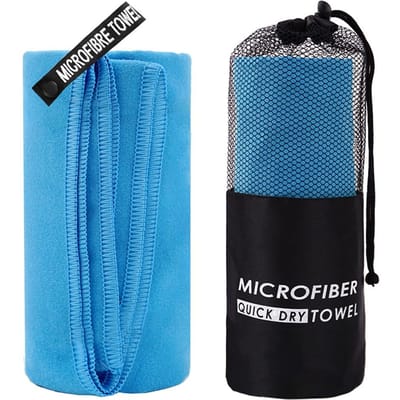 Microvezel reishanddoeken, sneldrogende handdoek voor kamperen, strandgym, backpacken 80x130cm hemelsblauwe kleur