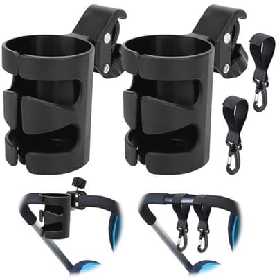 Universele bekerhouders voor kinderwagens - 2 stuks met haken - Perfect voor buggy's, fietsen en rolstoelen