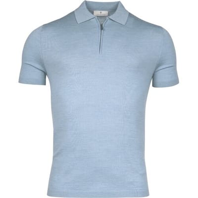Thomas Maine Pullover Polo Fine Merino Single Knit Half Zip Licht Blauw / male