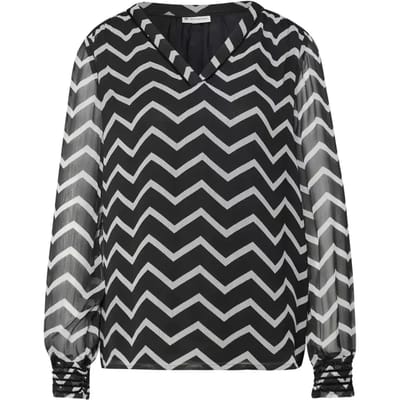 Tuniekblouse van chiffon met velours voor dames Cecil