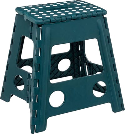 5Five keukenkrukje/opstapje - opvouwbaar - petrol blauw - kunststof - 32 x 39 x 39 cm - huishoudkruk