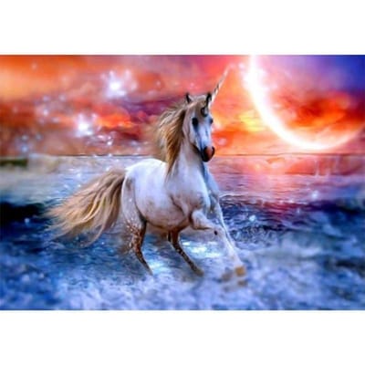 Diamant schilderij dier een rennend paard borduren kruissteek cirkelvormige strass woondecoratie 20X30CM pink