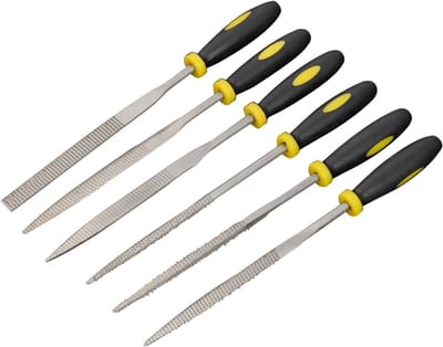 Vijlenset Metaal - Handvijlen Set - Hout Bewerken - Rubberen Handgreep - 6 Stuks 140mm - Zwart