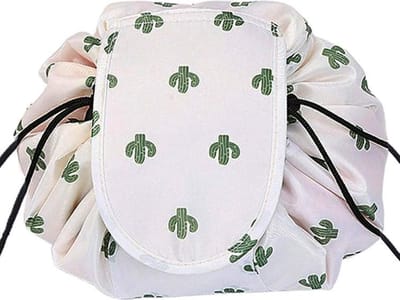 Fako Fashion - Magic Travel Pouch - Cosmetic Opberg Tas - Make-up Opbergsysteem - Make-up Toilettas - Reistas - Make Up Cosmetica Accessoires Organiser - Handige Toilettas - Cactus Wit