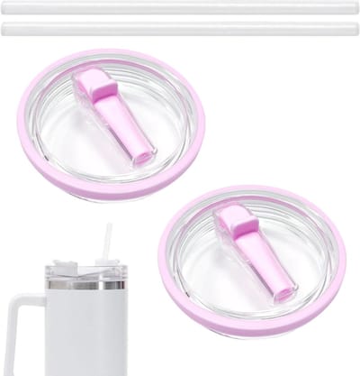 Allecto Plus - Reservedeksels voor herbruikbare bekers, 1183 ml - Lekvrij en spatwaterdicht - Set van 2 - Lichtpaars