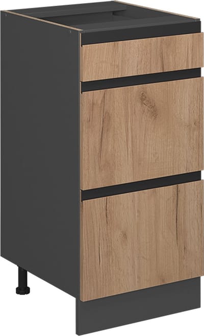 Vicco R-Line Keukenonderkast – 40 cm J-vorm, met laden, zonder werkblad Krachtige eik goud