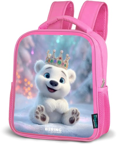 NoBoringSuitcases.com® - Rugzak roze - Schooltas meisjes - IJsbeer - Kroon - Winter - Kinder rugtas meisje - Boekentas kind - Kinderrugzak voor school - Schoolrugzak
