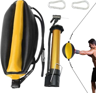 Dubbele Oprolbal - Bokszak - Bokstraining Verbeteren - Hoge Duurzaamheid - 40 x 20 cm - Geel