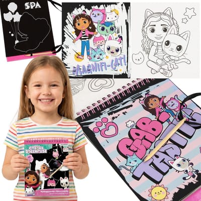 Gabby's Dollhouse Creatieve set, krasplaat met kleurboek voor meisjes, 2in1 kunstset