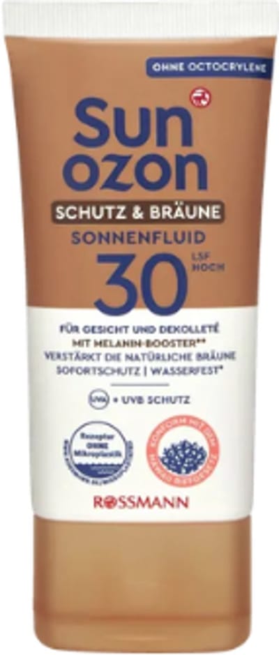 Sunozon Sunfluid voor Bescherming & Bruining SPF 30 - 50 ml | UVA/UVB Bescherming - Waterbestendige Zonnebrand - Bevordert een Gelijkmatige Bruining