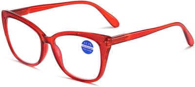 Leesbril Kattenogen - Damesbril - Blauw licht filteren - Veerscharnieren - Breedte 130 mm - Zwart