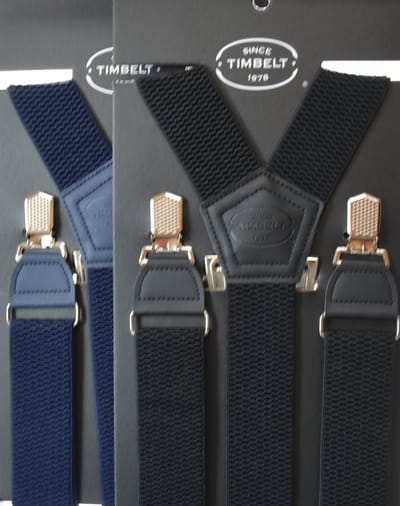 Voordeelset! 2-pack Timbelt Bretels zwart & blauw - 4 Clips - Extra stevige Klem Clip - Elastische Bretels