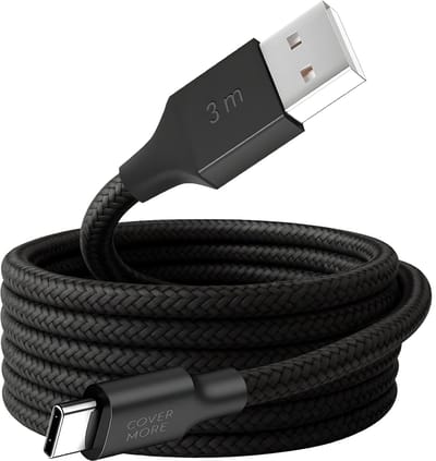 Lange usb A naar usb C kabel - Oplader - Oplaadkabel - Sterk nylon gevlochten - Geschikt voor Samsung - Usb C kabel - 3 meter - Lang - Zwart