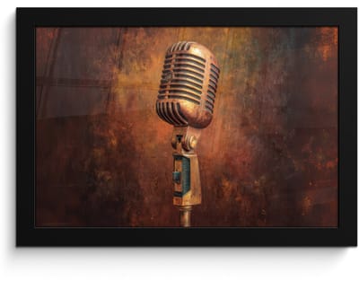 Poster in lijst - Fotolijst 30x20 cm - Posters - Microfoon - Bruin - Klassiek - Posterlijst zwart - Decoratie - Wanddecoratie woonkamer - Muurdecoratie slaapkamer