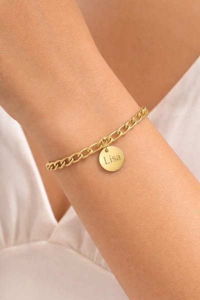 Schakelarmband met 1 Muntje Goud