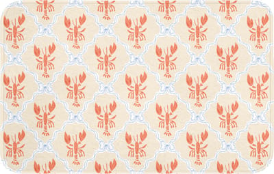Badmat 80x50 cm - Antislip - Kreeft - Geel - Patroon - Badmatten voor badkamer - Badkamermat - Douchemat - Badkamer mat