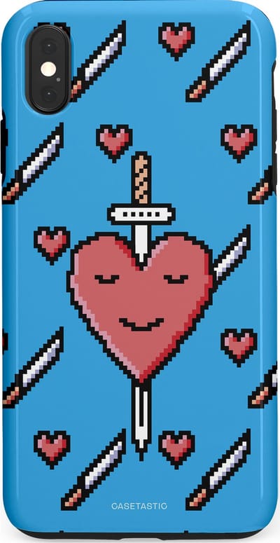 Casetastic hoesje geschikt voor Apple iPhone XS Max - Dubbellaagse bescherming - Zwaard saga - Fashion Case - Lichtblauw Zwart Koraal