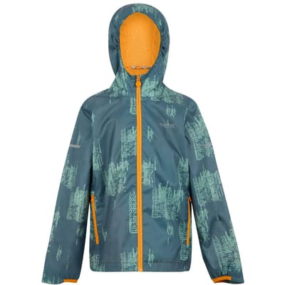 Regatta Waterdichte Kinder/Kinder Lever II jas met opdruk (Stormy Weather/Glacier/Bright Marigold)