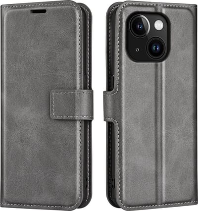Coverup Hoesje - Geschikt voor iPhone 15 Hoesje - Coverup Deluxe Book Case - Grijs