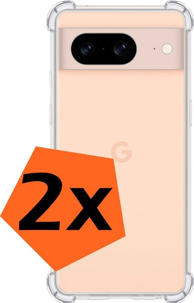 Hoes - 2 Stuks - Geschikt voor Google Pixel 8 - Sterk & Shockproof - Siliconen Case - Back Cover - Telefoon Hoesje Shock Proof - Transparant