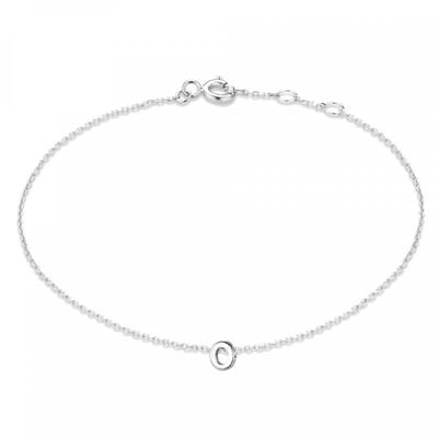 New Bling 9NB-909O Zilveren letterarmband - Letter O - lengte 16,5+1+1cm - gerhodineerd