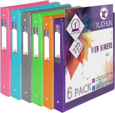 Ringbanden Set - Opbergmappen - Documenten Organiseren - Met 2 Extra Vakken - 6 Stuks 1 Inch - Diverse Kleuren