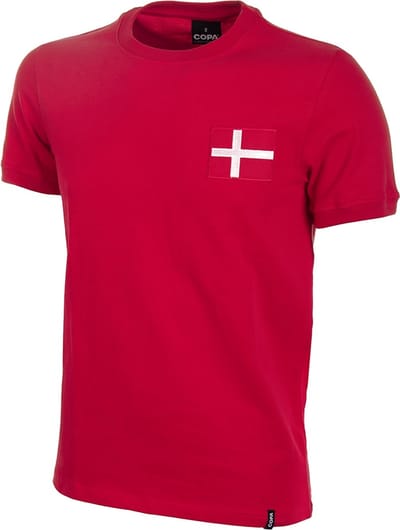 COPA - Denemarken 1970's Retro Voetbalshirt - Heren - Rood - XS