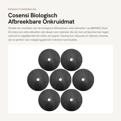 Dailygoods- Onkruidmat 20 Stuks - Biologisch Afbreekbare Mulchring - Slijtvaste Onkruidbestrijding - Geschikt voor Bloemen/Planten - Hoogwaardig Vliesmateriaal - Duurzaam en Veilig