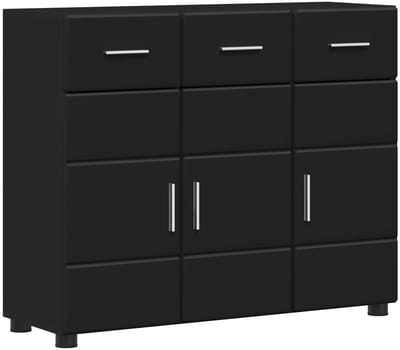 vidaXL - Dressoir - FLORIN - 88,5 - x - 30,5 - x - 73 - cm - Zwart - Bewerkt - hout