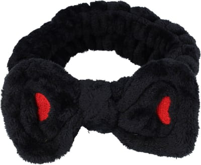 Haarsoires Haarband Make-Up 5cm - Beauty – Fluffy Strik – Zwart - Skincare & Spa Hoofdband
