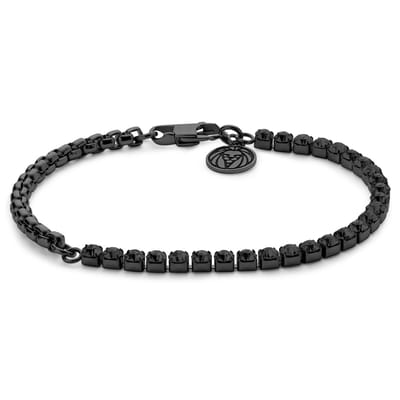 Amager | Zwarte Roestvrijstalen Zirkonen Schakelarmband
