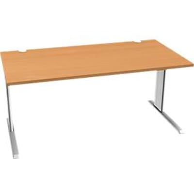 Schäfer Shop Pure Desk PLANOVA BASIC, rechthoekig, C-poot, B 1600 x D 800 x H 717 mm, beuken/wit + kabelgoot