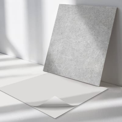Wallfluent Vinyl Tegels - Ruwe Betontextuur Zelfklevende Vinyltegels - 30 cm x 30 cm - Grijs Vinyl Tegels - Verpakking van 9 stuks - Vierkant PVC Tegels - Texturen Plaktegels - Vloer Tegels PVC - Plaktegels Keuken en Badkamer