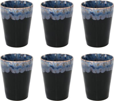 Costa Nova Kop Latte Macchiato 38cl - Grespresso - Aardewerk - Zwart - 9,5cmxH11cm - 6 stuks