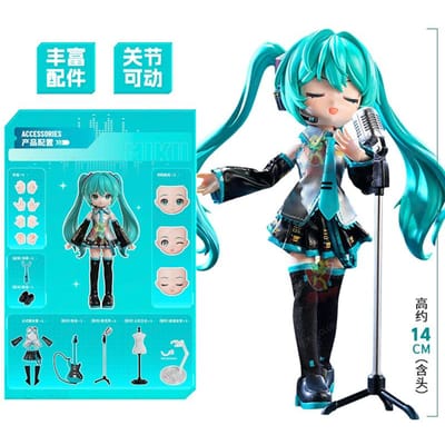 Figurine d'action originale Hatsune Miku version Q 17ème Miracle Edition Miku Singer Jouet à assembler articulé Poupée Cadeau blue