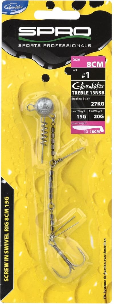 Spro Screw in Swivel Rig 8cm - Treble 13NSB (Lure Lenght 13-18cm) - Maat : 20g