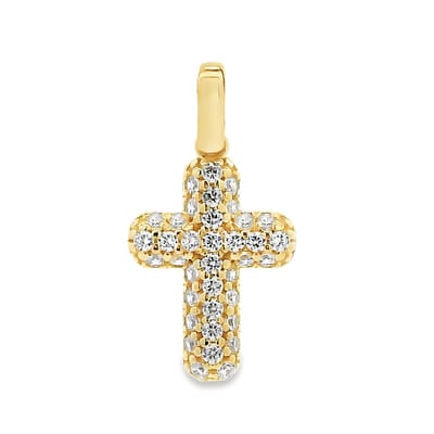 Juwelier Zwartevalk 14 karaat gouden kruis met zirkonia - 14.309