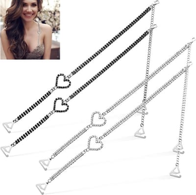 2 paar - bh-bandjes met strass - onzichtbare schouderband - verstelbare - antislip bh-riem - voor dames en meisjes（2 kleuren）