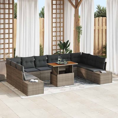 vidaXL - Tuinbank - Set - 11 - st - Grijs - en - Bruin