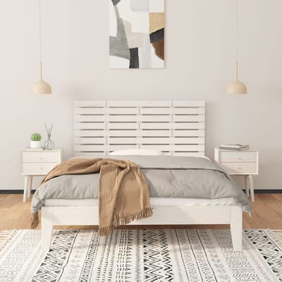 vidaXL - Hoofdbord - wandmontage - 126x3x63 - cm - massief - grenenhout - wit