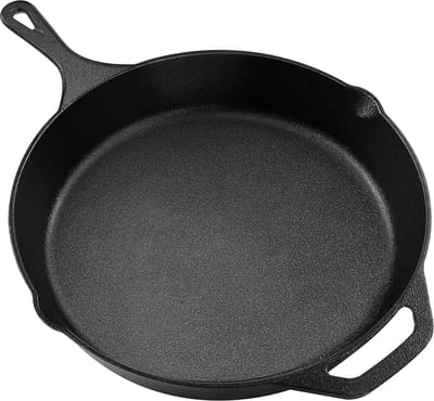 Gietijzeren Koekenpan - Voorgekruide Ronde Koekenpan - Gelijkmatige Warmteverdeling - Stevig & Duurzaam - 12.5 Inch (3175 cm) - Zwart - Koken in html.