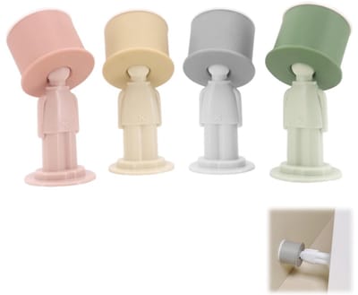 4 stuks-Deurstopper - Siliconen - Geen boren nodig - Stille deurstopper - Botsbestendige deursluiting - Geschikt voor badkamers-doucheruimtes en slaapkamers - Grijs - Geel - Groen - Roze - 4*8,5 cm