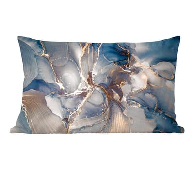Sierkussens - Kussentjes Woonkamer - 60x40 cm - Marmer - Grijs - Blauw - Luxe - Goud