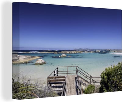 Strand Australie Canvas 90x60 cm - Foto print op Canvas schilderij (Wanddecoratie woonkamer / slaapkamer)