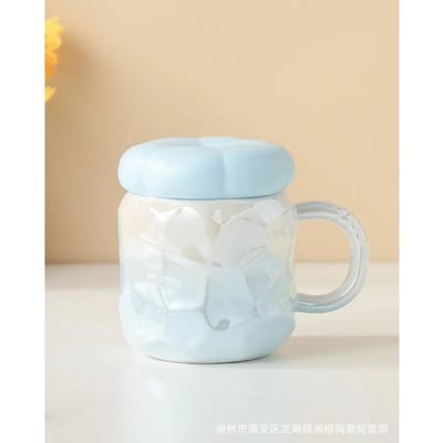 Creatieve Verloop Mok Bloemdeksel Waterbeker Hoogwaardige Keramische Beker Souvenir Moederdag Cadeau voor Meisjes 420ML