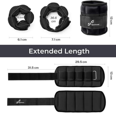 Verstelbare enkelgewichten set, enkelpolsgewicht bandjes, 0.2Kg-0.9Kg voor per enkel, 0.4Kg tot 1.8Kg voor een paar, 2 Pack