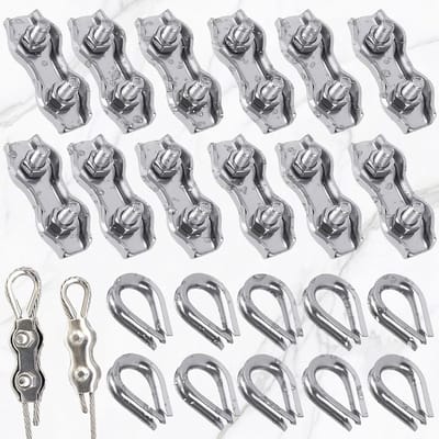 24 Pcs M3 Cable Clamp Wire Rope Stainless Steel, Wire Rope Clip, For Fixing The Clothesline Canopy of the Steel Cable - ShopVlot