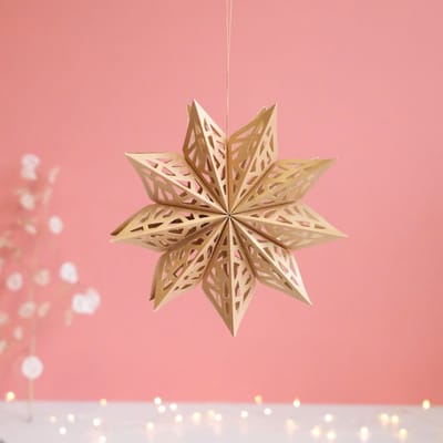 Papieren Sneeuwvlok Goud - Only Natural Kerstster - Kerstcadeau - Kerstdecoratie - Papierdecoratie