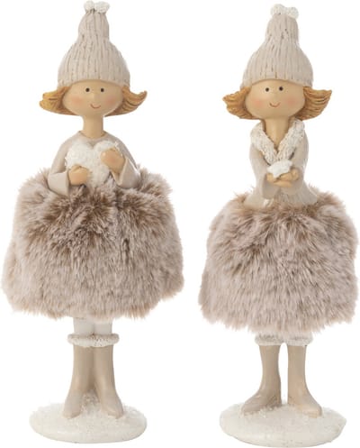 J-Line figuur engel hart + ster bont rok - polyresin - mix - small - 2 stuks