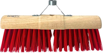 Synx Tools Gemeente bezem Nylon 45cm met steelhouder - bezems - buiten bezem -Harde haren/Veger - Ronde kop - Gemeentebezem - Zonder Steel